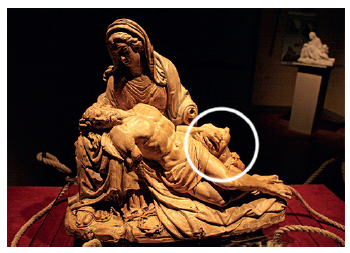 Modelo de la Pietà en terracota, con el cuerpo de Cupido