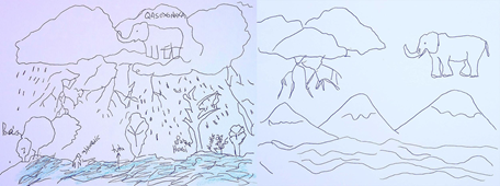 Dibujos de estudiantes de la escuela primaria rural y la escuela secundaria de gestión aborigen