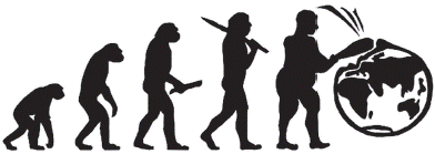 Representación sobre la evolución del hombre.
